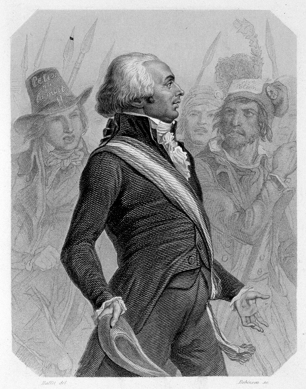 Retrato de Jérôme Pétion de Villeneuve (1756-1794), político francés. En “La historia de los Girondinos” de Lamartine de French School