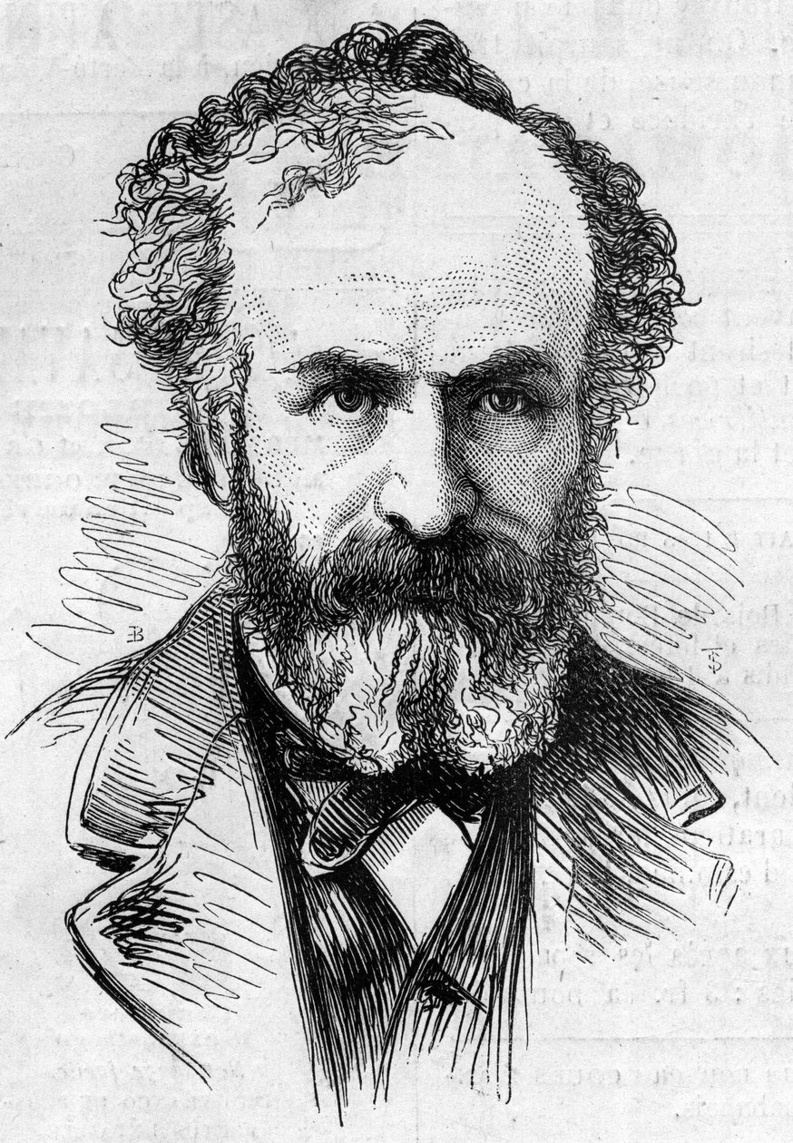 Retrato de Jules Janssen (1824-1907), astrónomo francés, un método de observación de protuberancias solares. Grabado en 