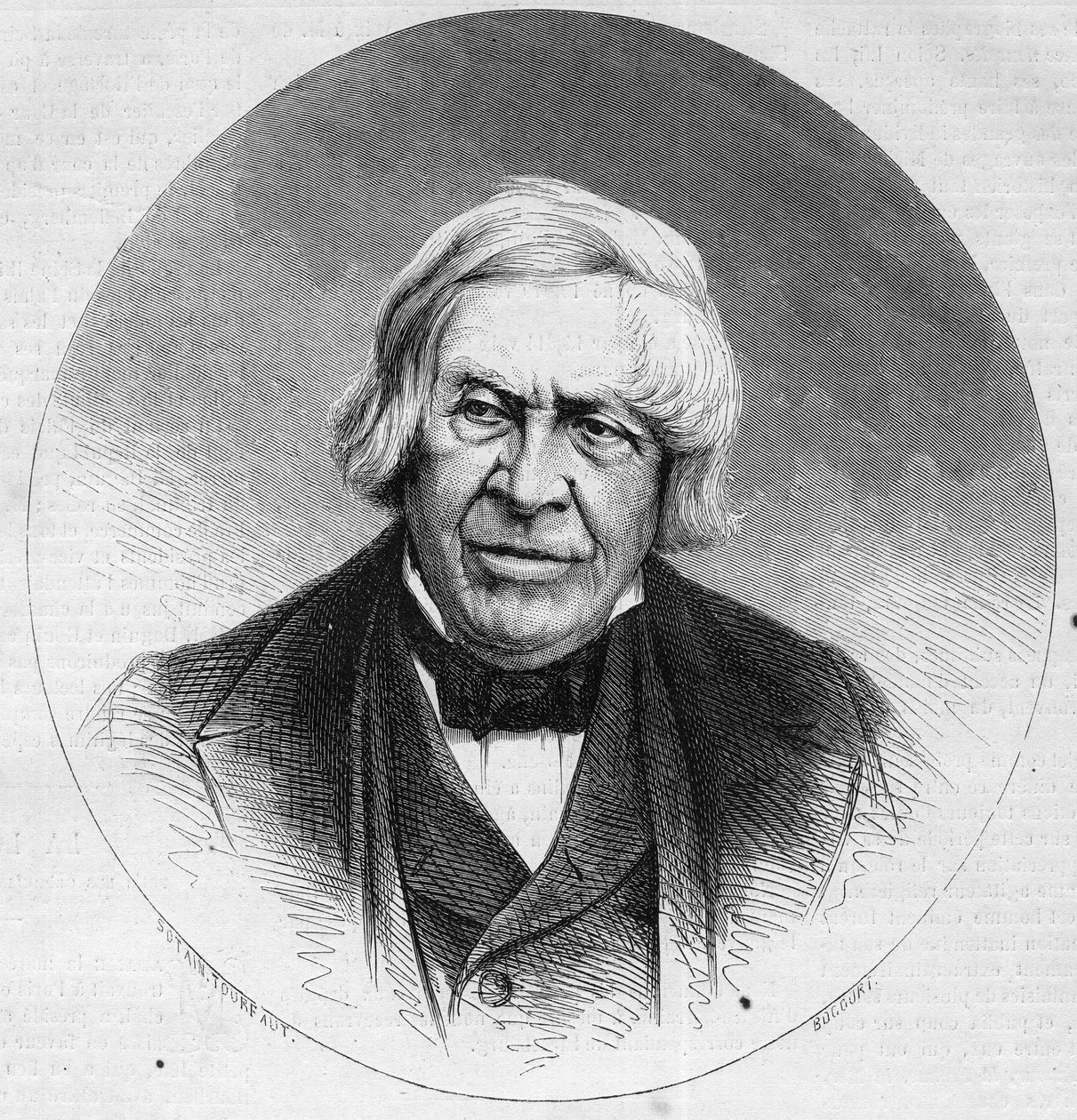 Retrato de Jules Michelet (1798-1874), historiador y escritor francés. Grabado en "Le Monde Illustré" n°879 del 14 de febrero de 1874. de French School