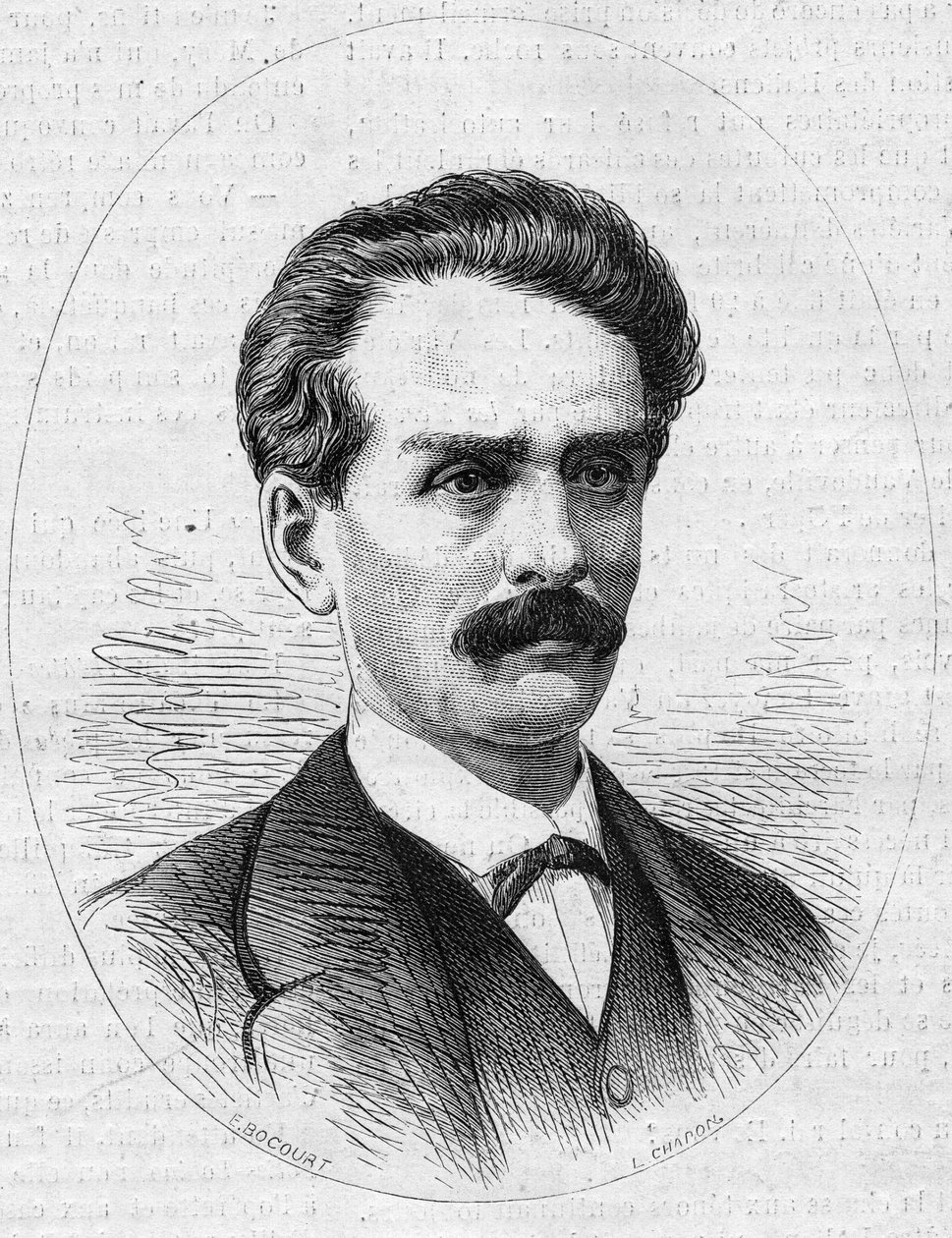 Retrato de Jules Poncet (1838-1873), explorador francés, hermano de Ambroise Poncet. Grabado en “Le Monde Illustré” n°872 del 27 de diciembre de 1873. de French School