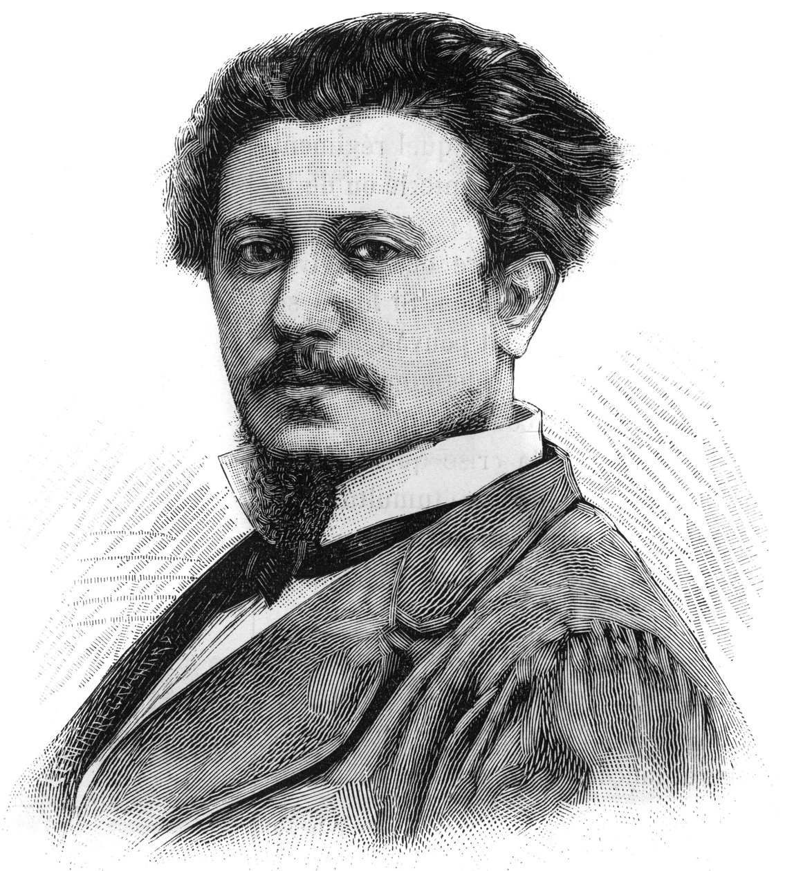 Retrato de Karl Daubigny (1846-1886), pintor francés. Grabado en "Le Monde Illustré", 5 de junio de French School