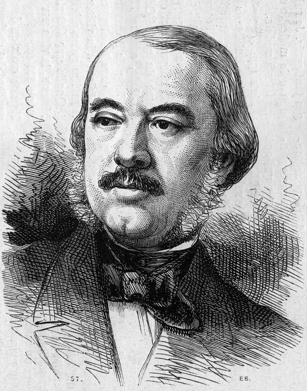 Retrato de Leon Laya (1810-1872), dramaturgo francés. Grabado en "Le Monde Illustré" n°805 del 14 de septiembre de 1872 de French School