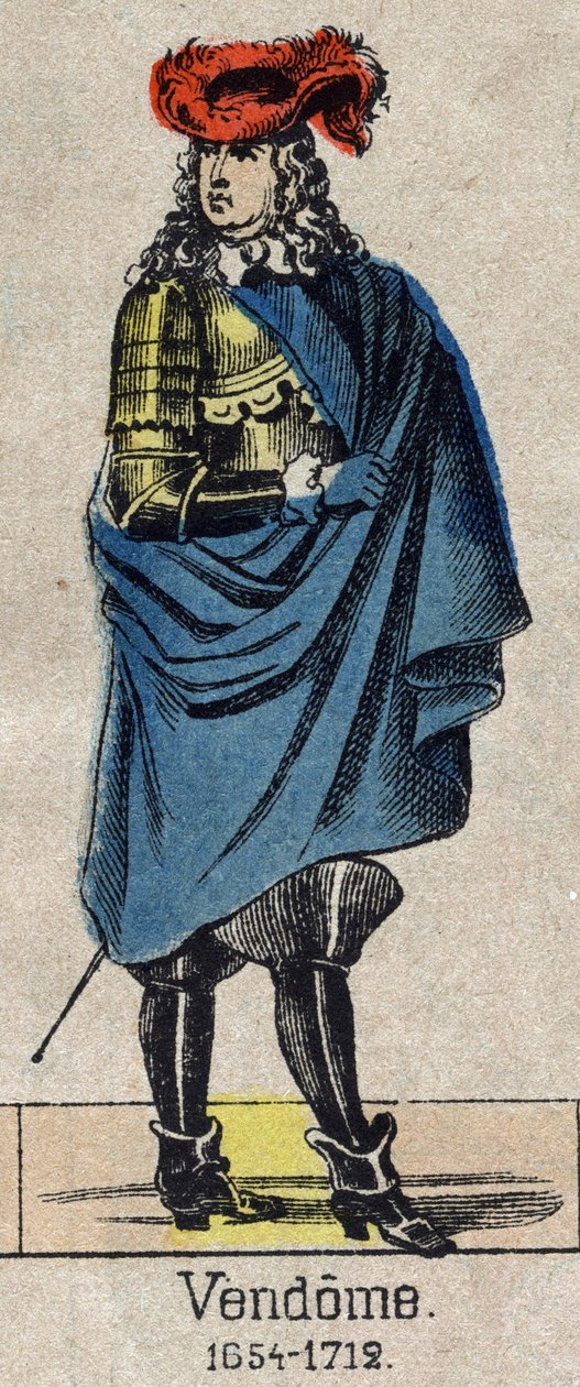Retrato de Louis-Joseph (Louis Joseph) de Bourbon (1645-1712) conocido como el Gran Vendome, Duque de Penthievre y Mercoeur, luego Duque de Vendome y Par de Francia. Imagen de Epinal de finales del siglo XIX. de French School