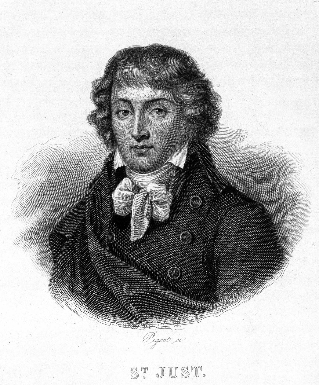 Retrato de Louis Antoine Léon Saint-Just (1767 - 1794) - en “Revolución francesa” de Thiers de French School