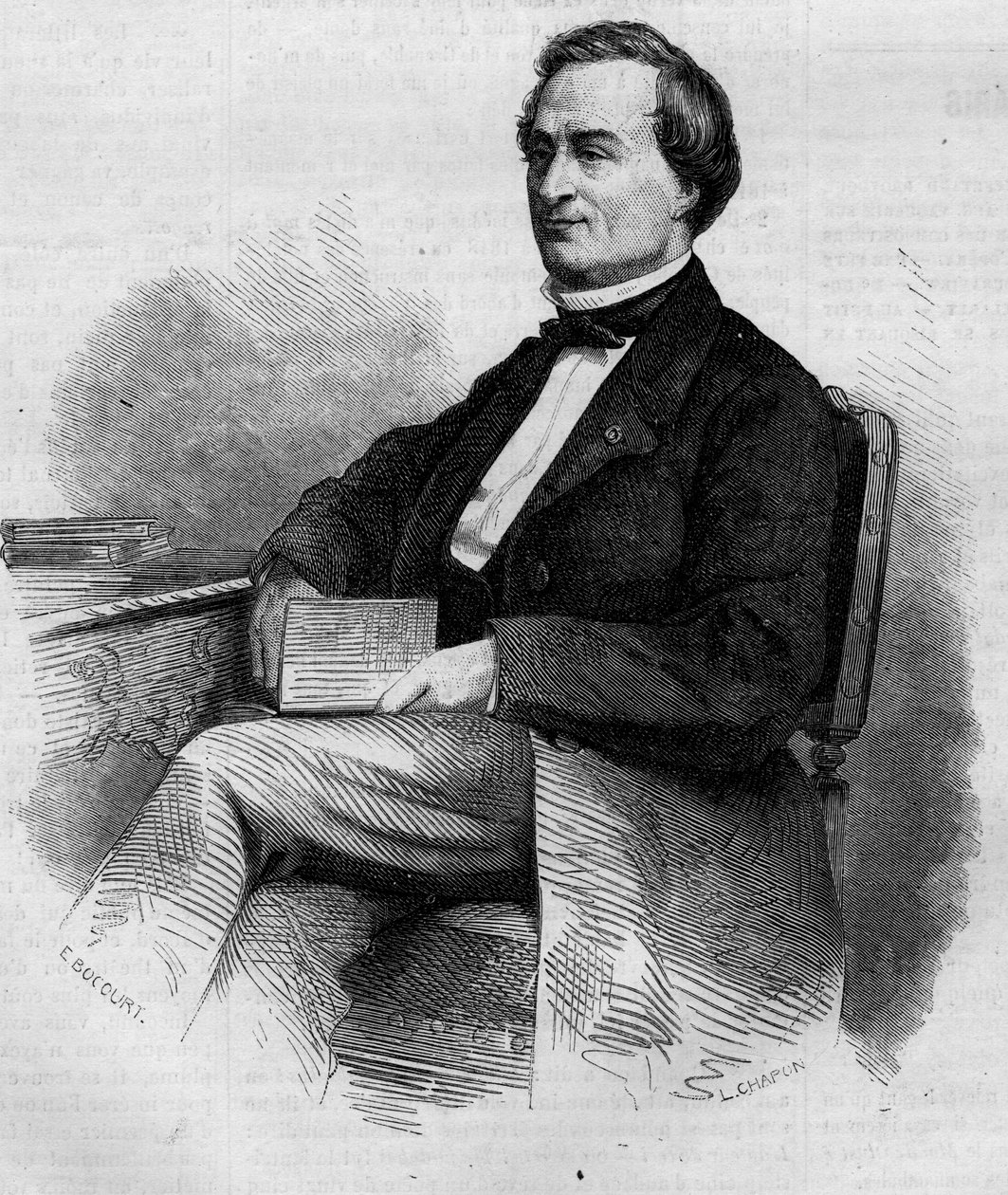 Retrato de Louis Bernard Bonjean (1804-1871), magistrado y senador francés. Grabado en "Le Monde Illustré" n°309 del 14 de marzo de 1863. de French School