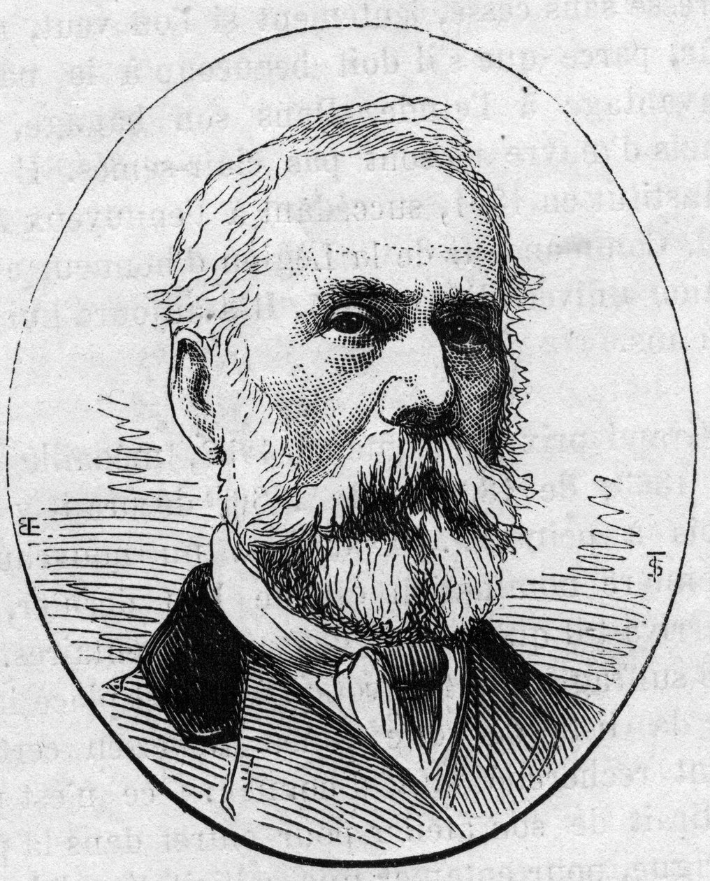 Retrato de Louis Francois (?) (1814-1888), grabador francés. Grabado en "Le Monde Illustré" n°890 del 2 de mayo de 1874 de French School