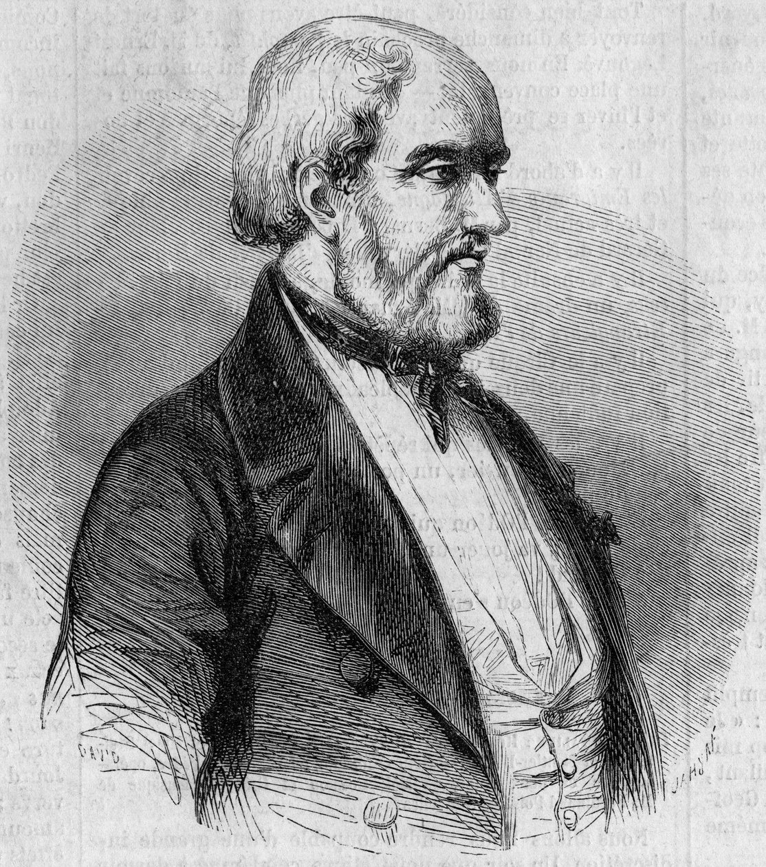 Retrato de Louis Garneray (1783-1857), marinero, pintor e historiador marino francés. Grabado en "Le Monde Illustré" n°26 del 10 de octubre de French School