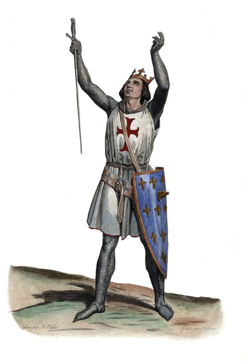Retrato de Luis IX de Francia (San Luis) (1214-1270), Rey de Francia. Ilustración de “Le Plutarque Français” de Edmond Mennechet de French School
