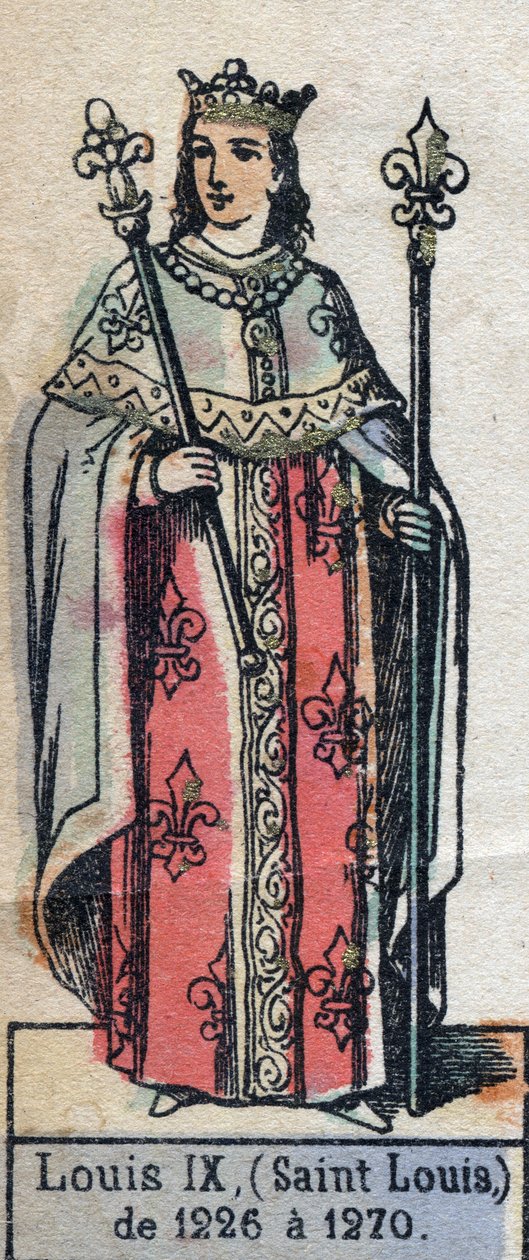 Retrato de Luis IX de Francia, conocido como San Luis (1214-1270) (dinastía de los Capetos). Ilustración de finales del siglo XIX de French School