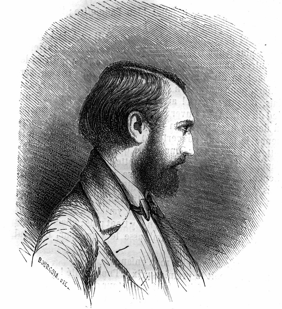 Retrato de Louis Lacombe (Trouillon Lacombe, Trouillon-Lacombe) (1818-1884), compositor francés. Grabado de 1852 de French School