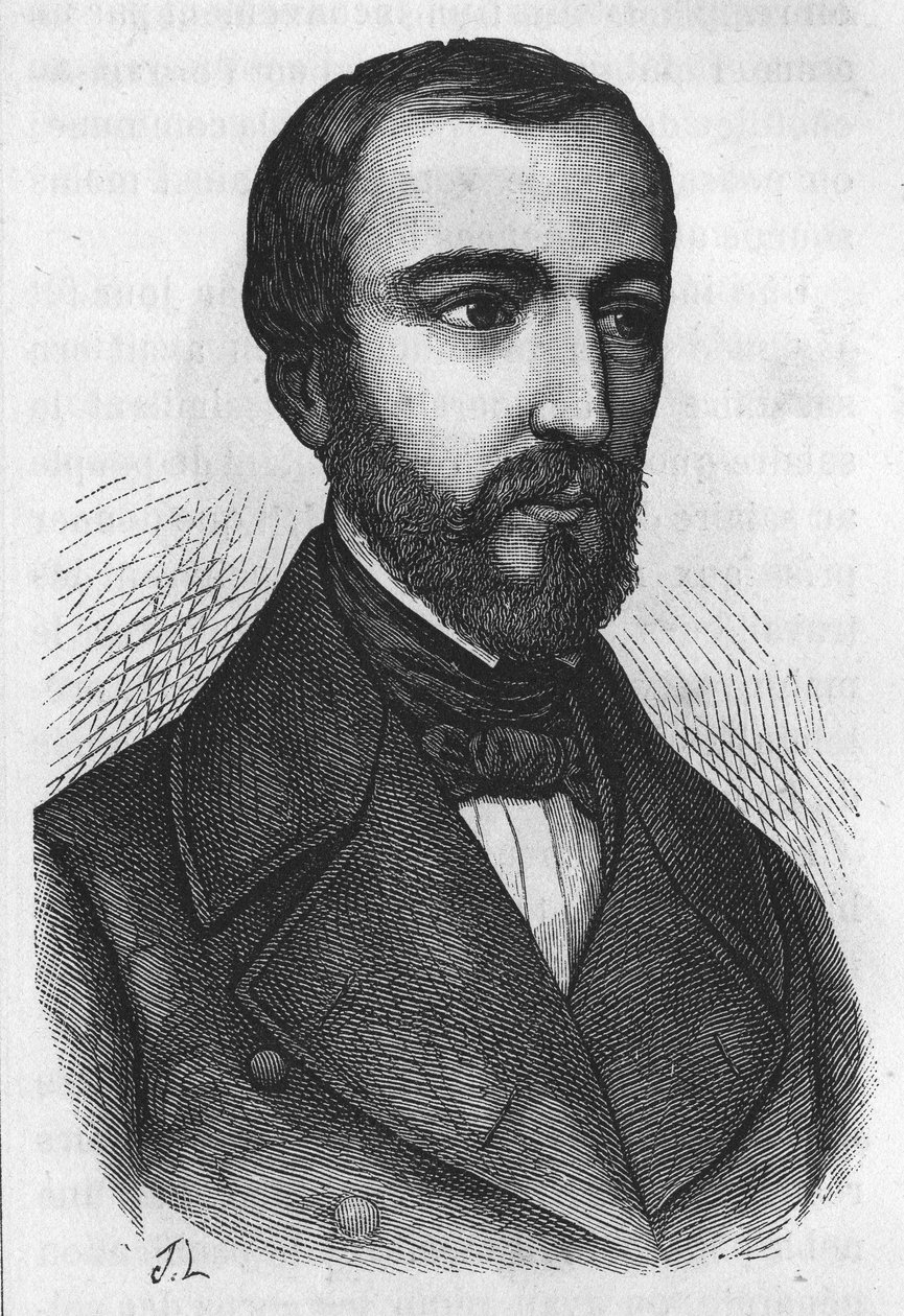 Retrato de M. de Falloux, político francés (1811 - 1886). Grabado de L