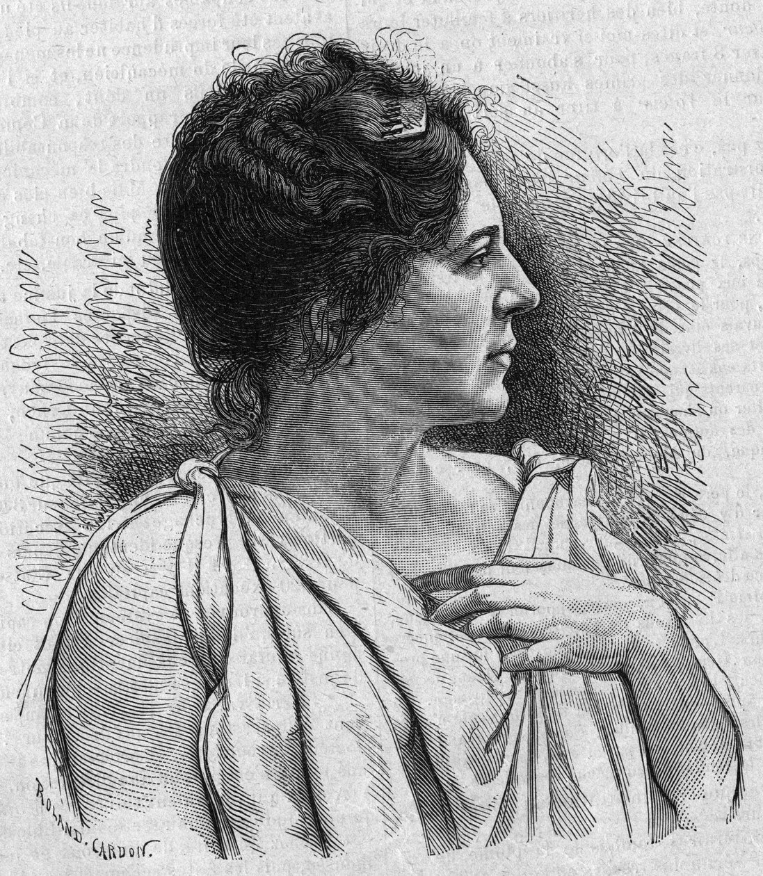 Retrato de Madame Agar (Marie Leonide Charvin, dit) (1836-1891), comediante francesa. Grabado en "La gazette du dimanche" del 21 de noviembre de 1895. de French School