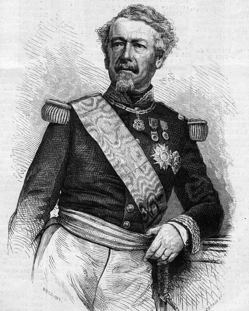 Retrato del Mariscal Adolphe Niel (1802-1869), soldado y político francés. Grabado en “Le Monde Illustré” n°645 del 21 de agosto de 1869. de French School