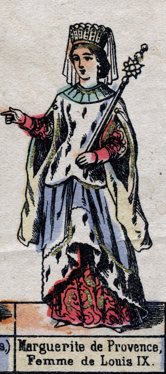 Retrato de Margarita de Provenza (1221-1295), esposa de Luis IX de Francia. (Dinastía de los Capetos). Ilustración de finales del siglo XIX de French School