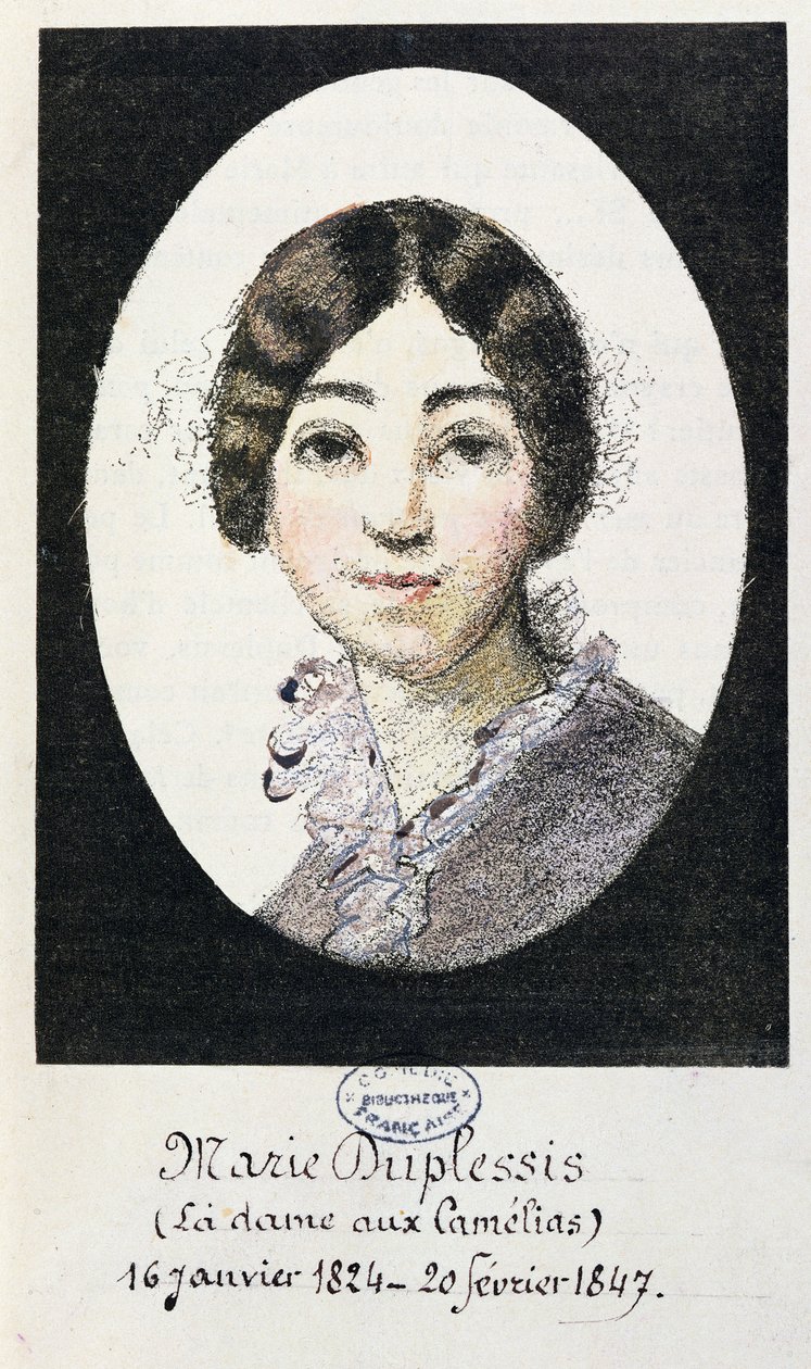Retrato de Marie Duplessis (1824-1847) también conocida como La Dama de las Camelias, 1847 de French School