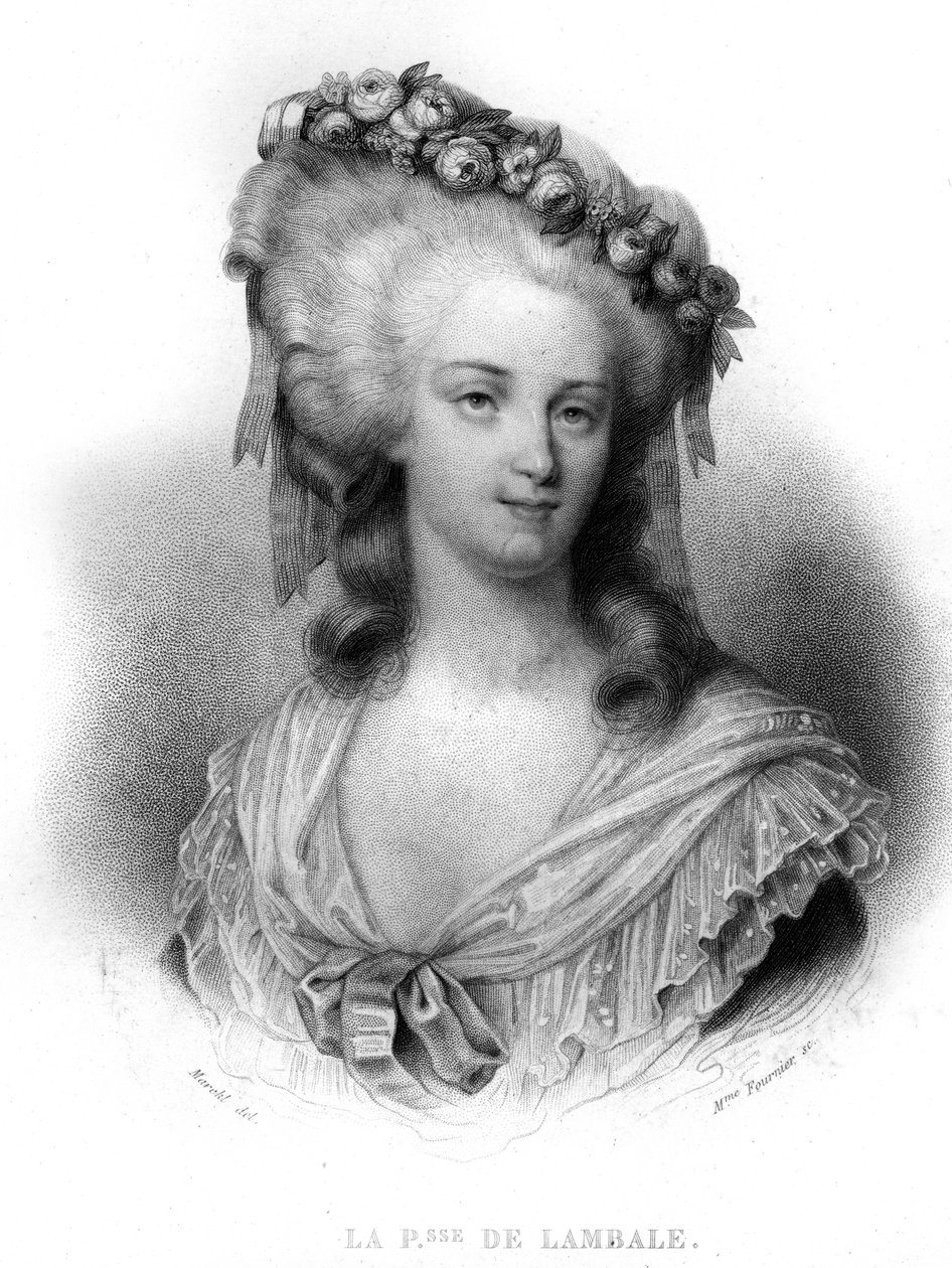 Retrato de Marie Therese de Savoie Carignan (1749-1792), princesa de Lamballe - en "Revolución francesa" por Thiers. Siglo XIX de French School