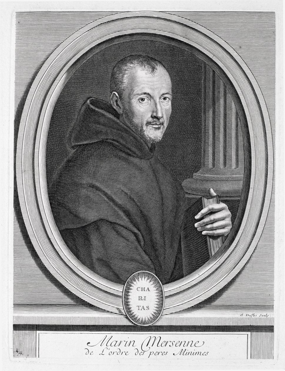 Retrato de Marin Mersenne (1588-1648) grabado por Duflos de French School