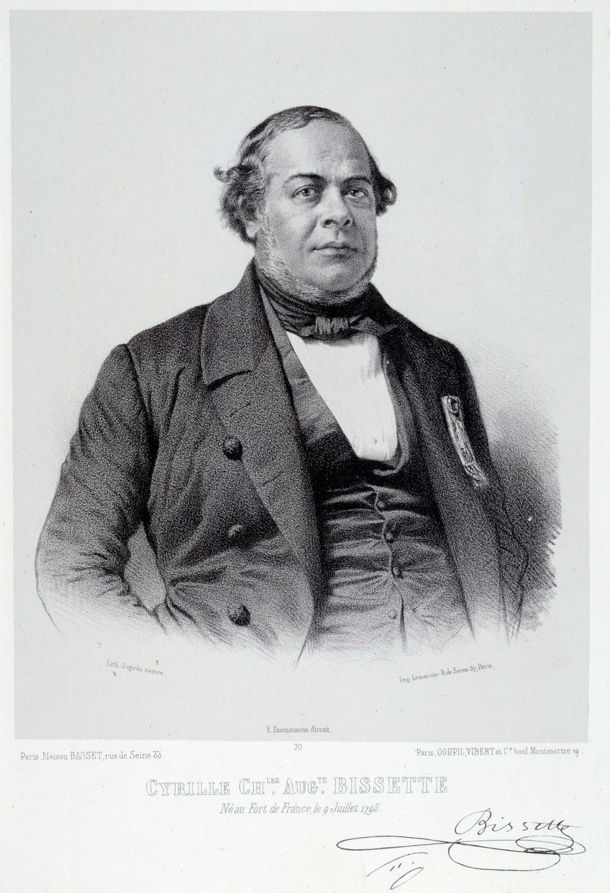 Retrato del político martiniqueño Cyrille Charles Auguste Bissette (1795-1858), gran defensor de la abolición de la esclavitud en Francia. Grabado del siglo XIX. Chartres, Museo de Bellas Artes de French School