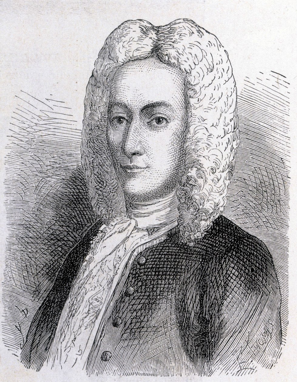 Retrato de Mathieu Dutilh (1715-1791) - en "Álbum de Ciencia; eruditos ilustres; Grandes descubrimientos" 1896 de French School