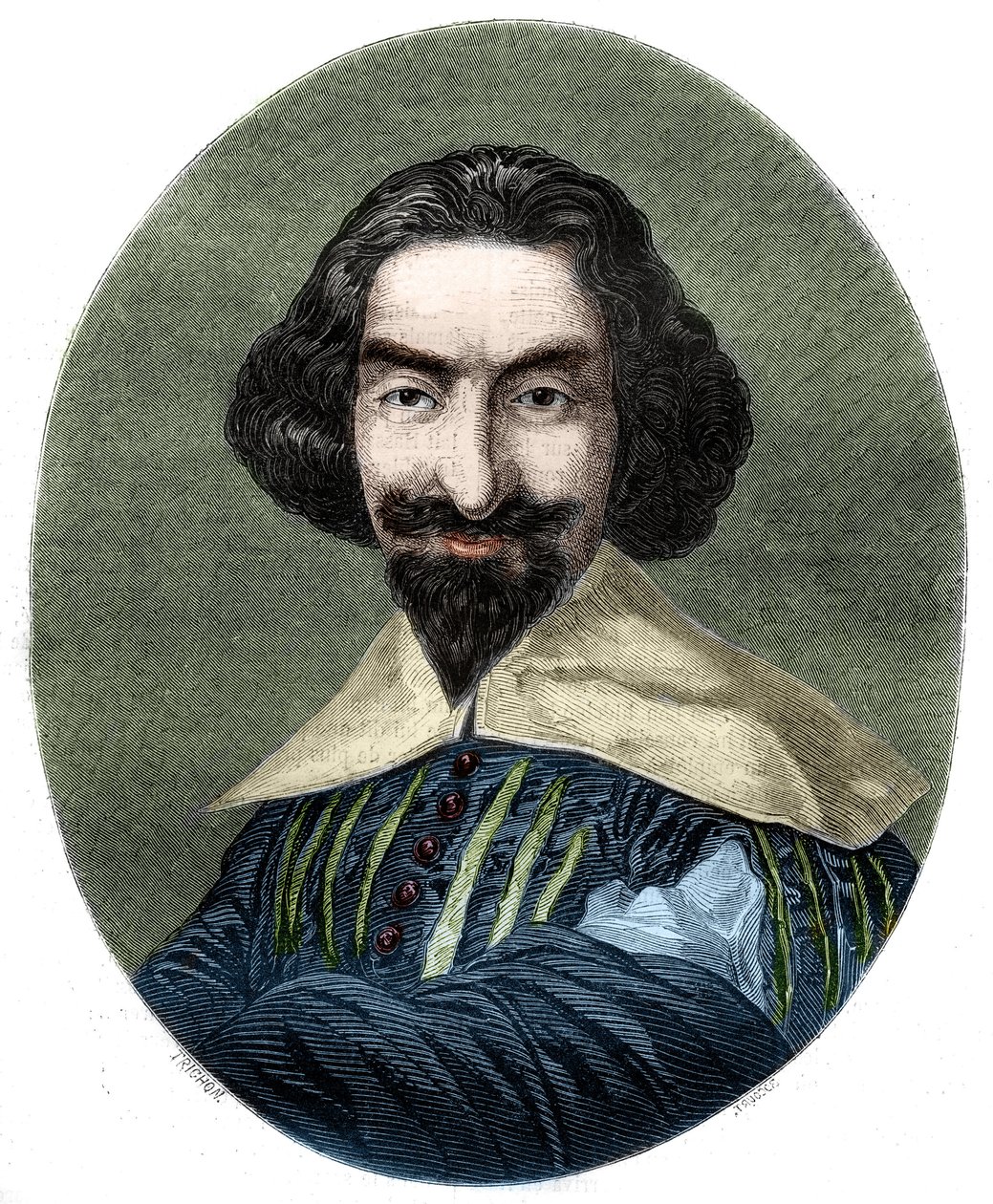 Retrato de Miguel de Cervantes Saavedra (1547-1616), escritor español. Grabado de 1852 del cuadro de Velázquez. de French School