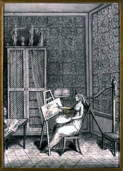 Retrato de Mme. Marie-Anne-Marguerite Gerard (1761-1837) en su estudio, c.1790 de French School