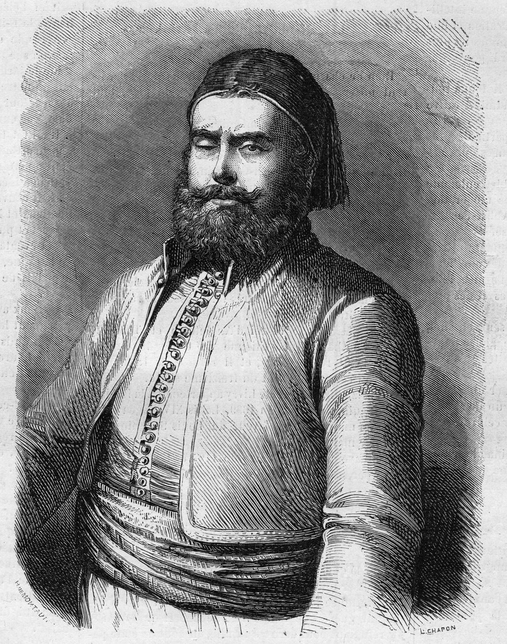 Retrato de Mohammed Said (1822-1863), Vice Rey (Pasha) de Egipto bajo el Imperio Otomano. Grabado en “Le Monde Illustré” n°303 del 31 de enero de French School