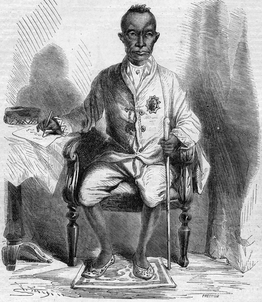 Retrato de Mongkut (Rama IV o Phrachomklao) (1804-1868), Rey de Siam (hoy, Tailandia). Grabado en 