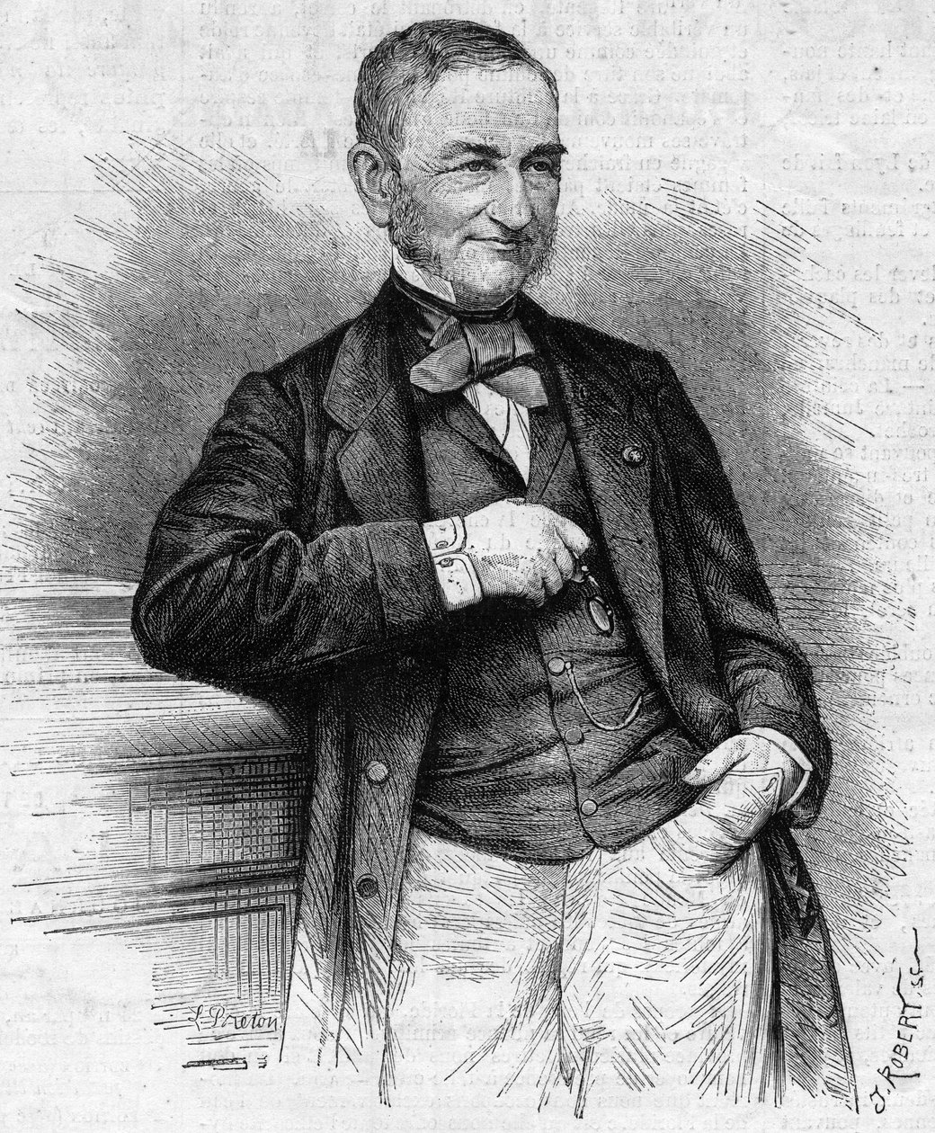 Retrato de Moreau Chaslon, presidente del consejo de administración de la Compagnie Générale des Omnibus (CGO). Siglo XIX. Grabado en 