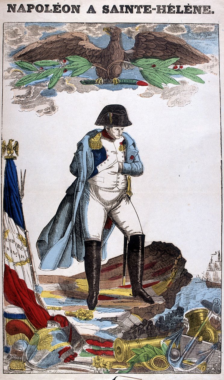 Retrato de Napoleón Bonaparte en Santa Elena. Imagen de Epinal de French School