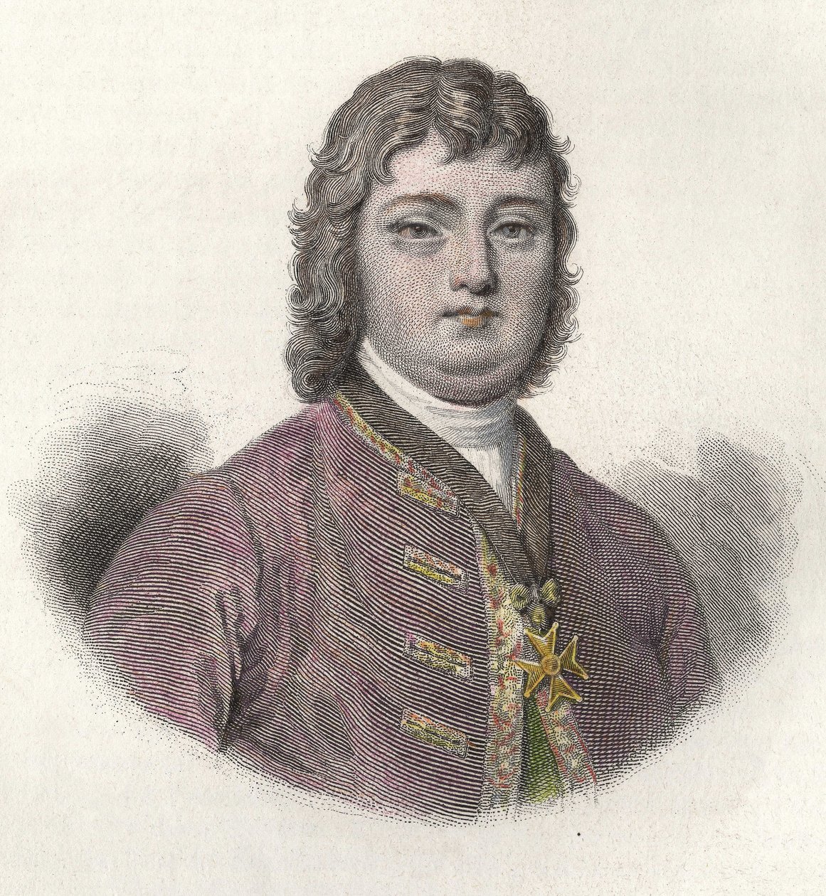 Retrato de Nicolas Roze dit le Chevalier Roze (1675-1733), militar y gobernador francés. en "Portraits des Hommes Useful". de French School