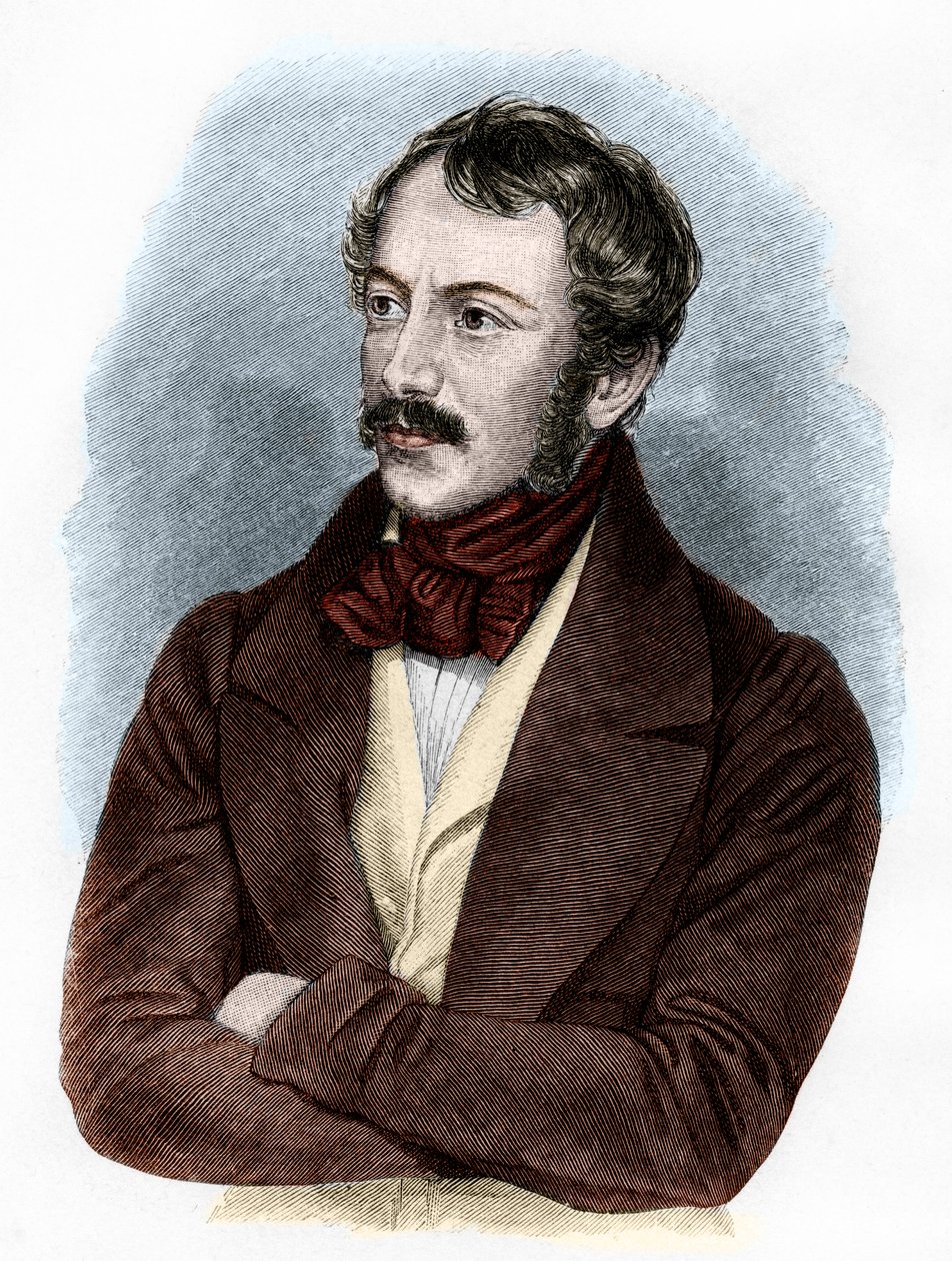 Retrato de Nikolaus Lenau (grabado en color) de French School