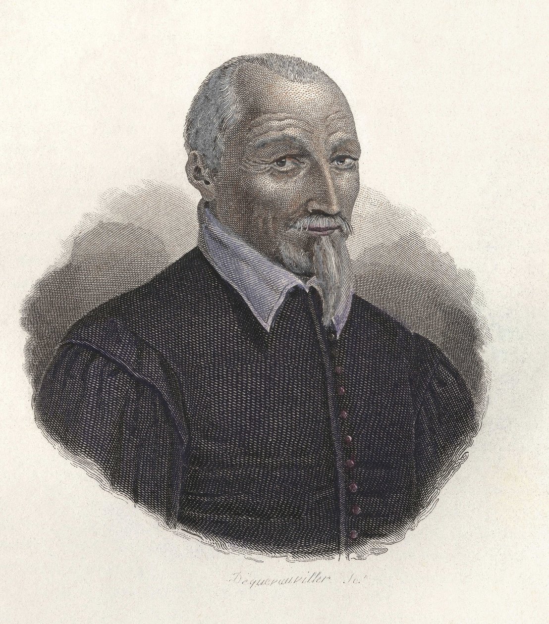 Retrato de Olivier de Serres (1539-1619), agrónomo francés. en "Retratos de Hombres Útiles" de French School