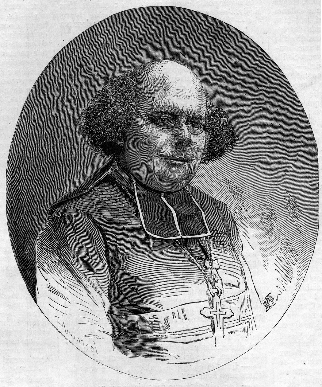 Retrato de Patrice Cruice (1815-1866), obispo de Marsella de 1861 a 1865. Grabado en “Le Monde Illustré” n°232 del 21 de septiembre de French School
