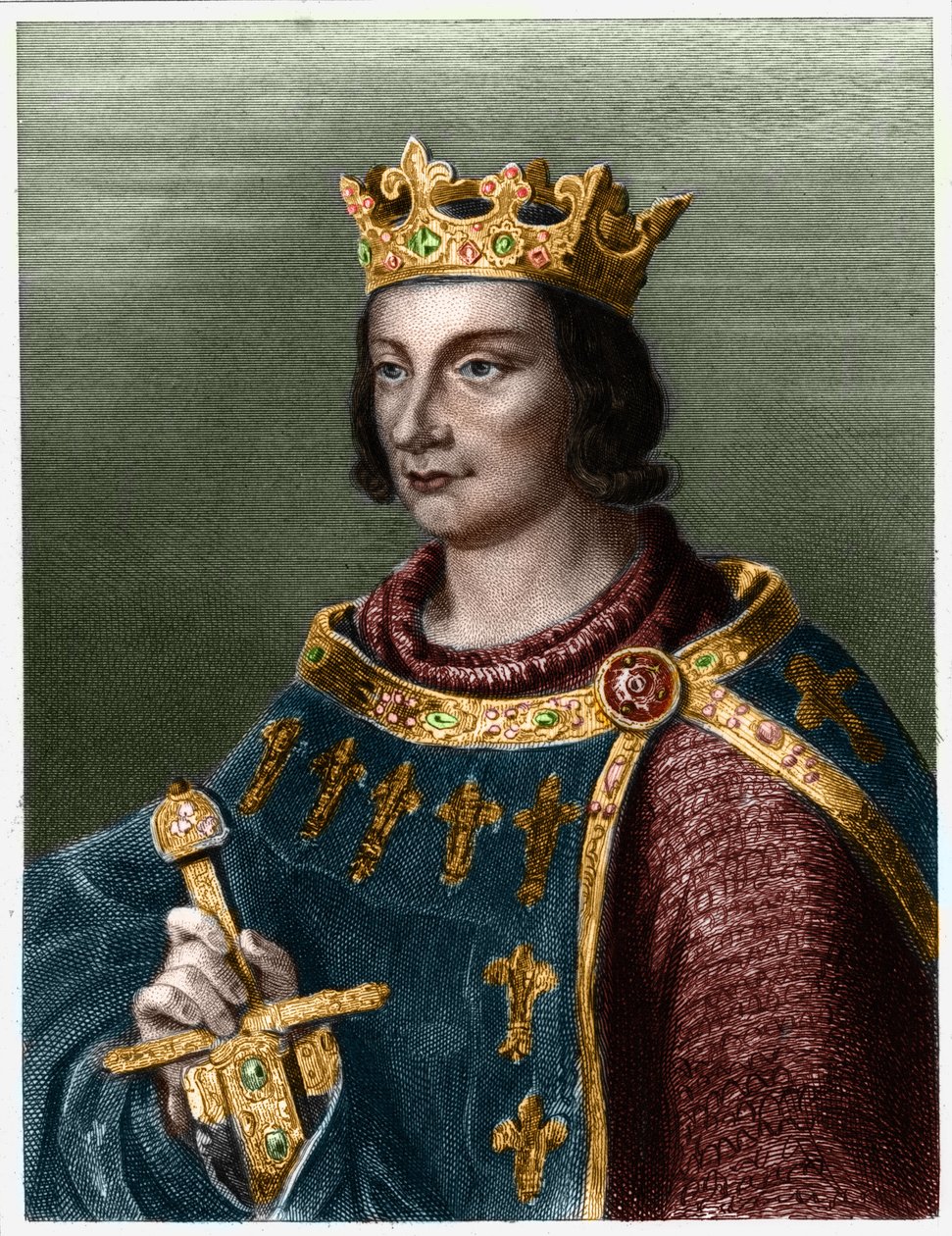 Retrato de Felipe III de Francia, conocido como Felipe el Audaz (1245-1285) (dinastía de los Capetos).- en “Histoire des Francais” de Lavallee, grabado, sd. de French School