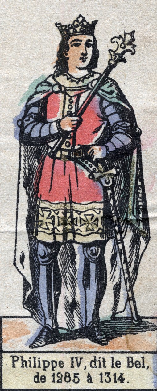 Retrato de Felipe IV de Francia, conocido como Felipe el Hermoso (1268-1314) (dinastía de los Capetos). Ilustración de finales del siglo XIX. de French School