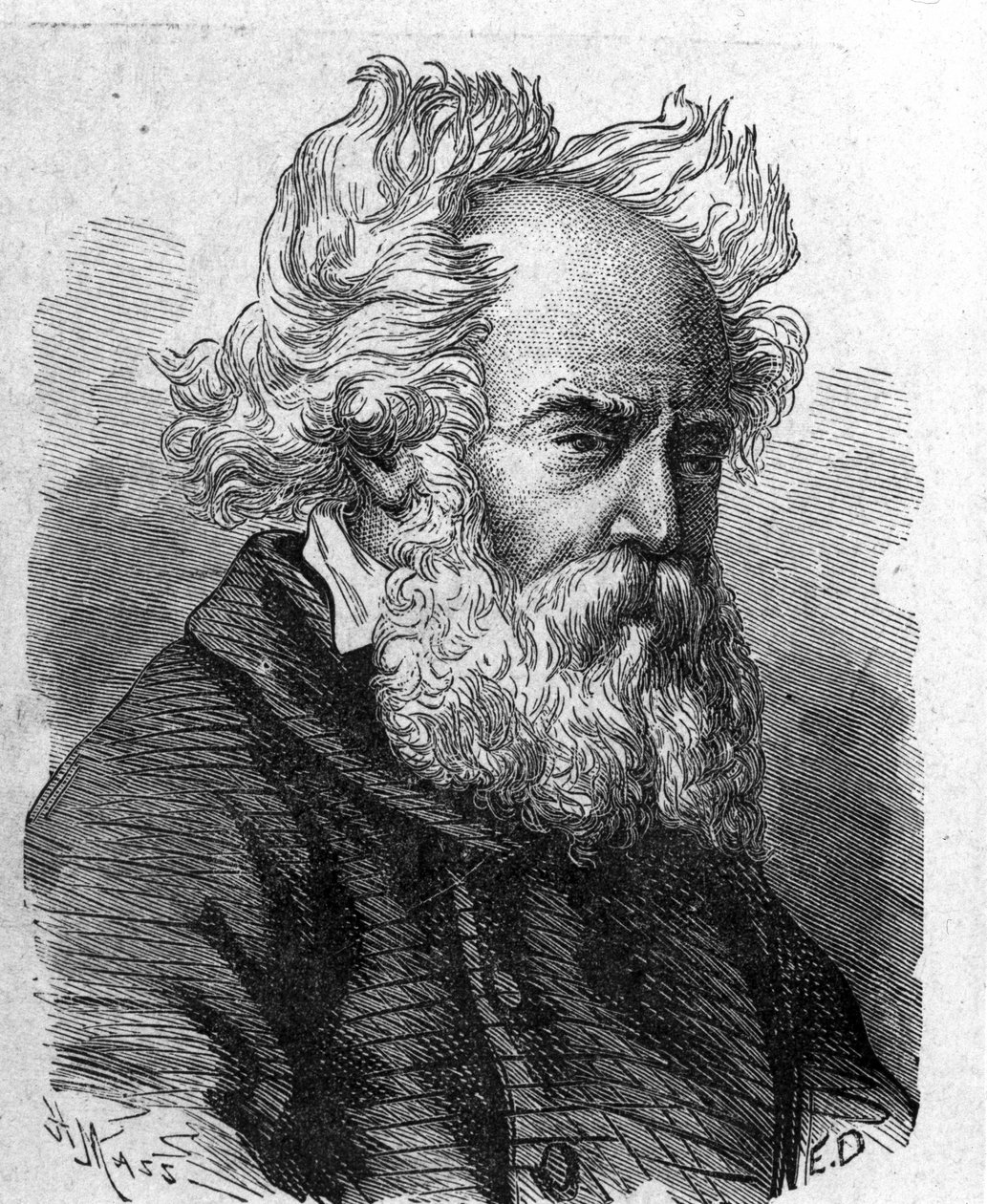 Retrato de Pierre-Louis-Frederic Sauvage (1785-1857), inventor francés de la hélice - en "Álbum de la Ciencia; científicos ilustres; Grandes descubrimientos" 1896 de French School