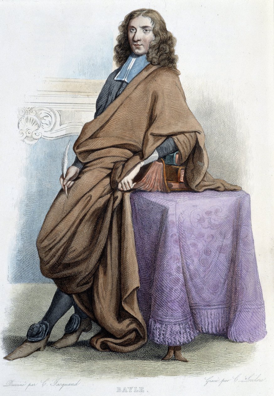 Retrato de Pierre Bayle, filósofo y escritor francés (1647-1706) - en "Le Plutarque français", por Mennechet de French School