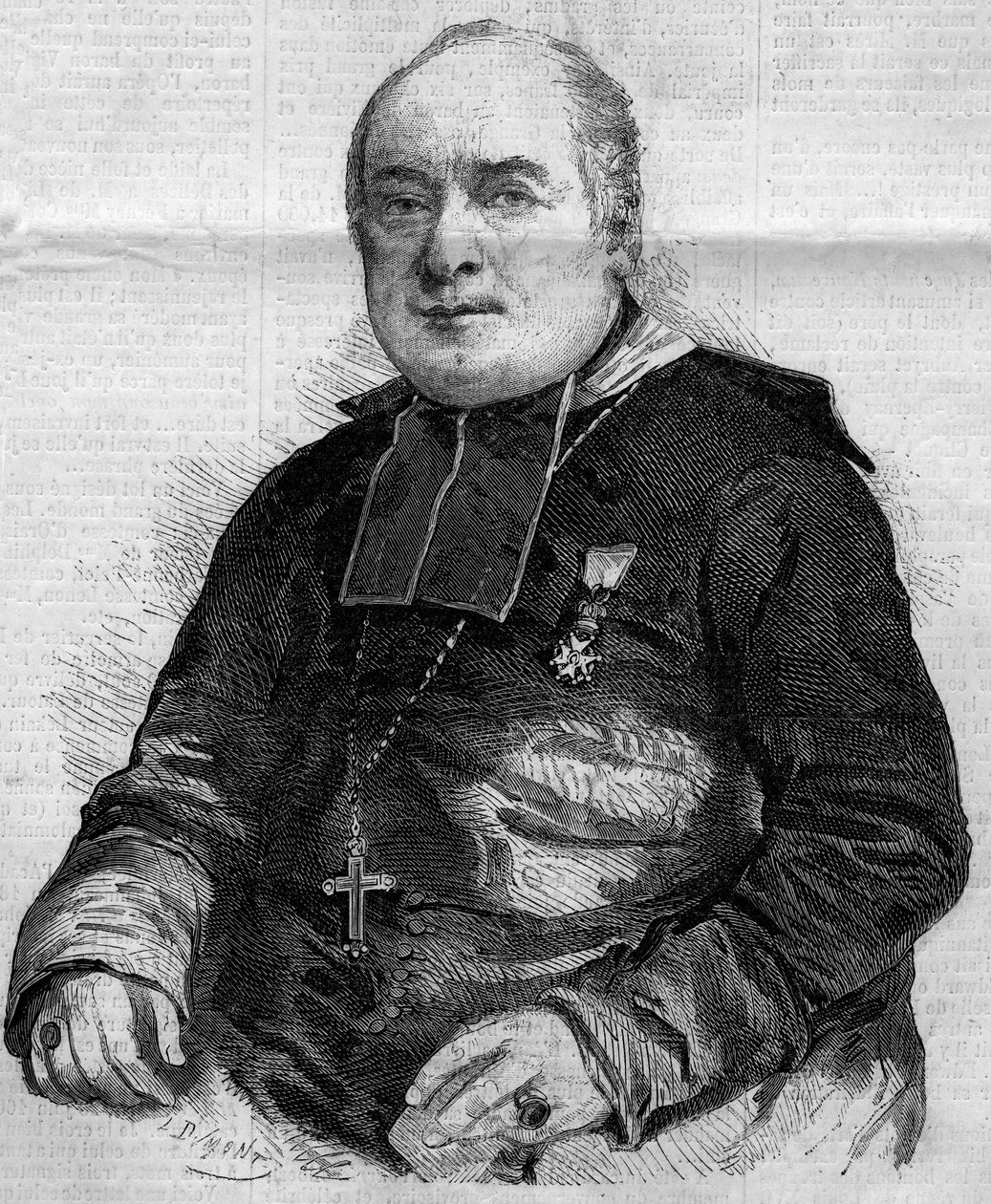 Retrato de Pierre Louis Coeur (1805-1860), obispo de Troyes. Grabado en 