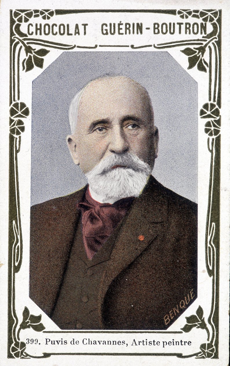 Retrato de Pierre Puvis de Chavannes, pintor francés (1824-1898). Viñeta de bombones Guérin - Boutron de French School
