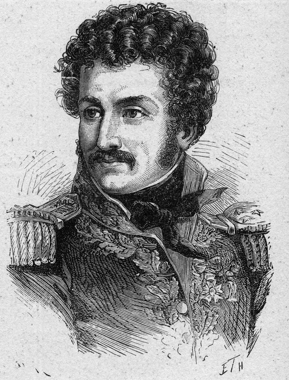 Retrato de Pierre Yriex Daumesnil (1776-1832), general francés durante el Primer Imperio y la Restauración - grabado de 1889 - colección privada de French School