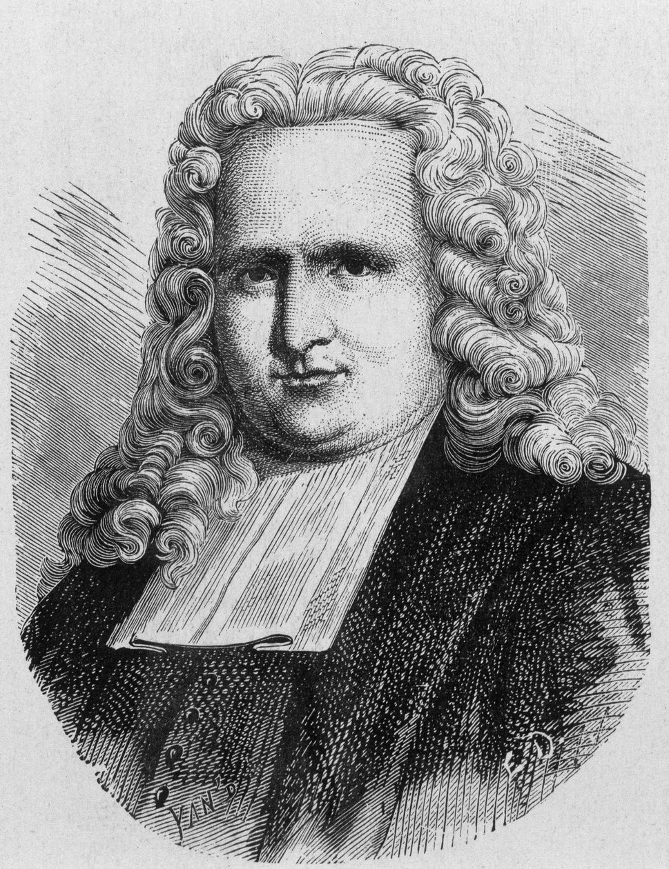 Retrato de Pieter (Petrus, Pierre) van Musschenbroek (1692 - 1761), físico holandés, inventor en 1745 del primer condensador eléctrico (botella de Leiden) - en 