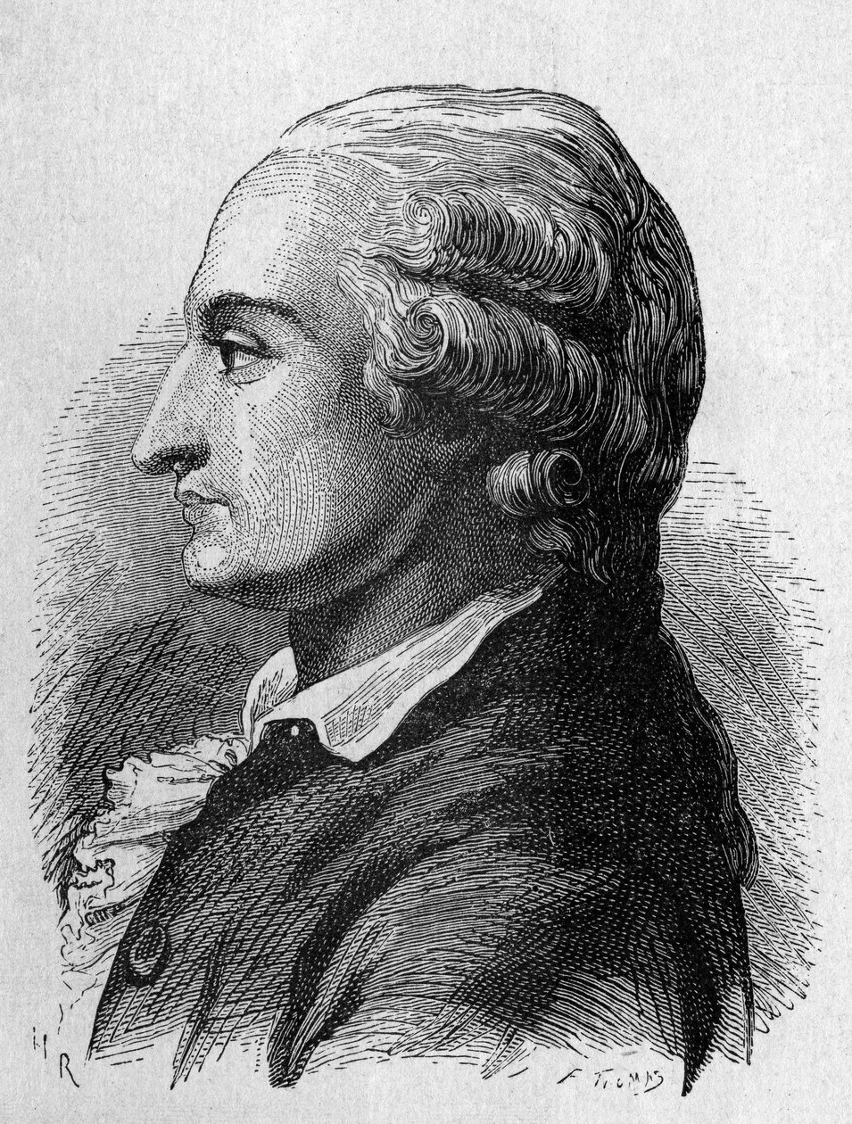 Retrato de Pilâtre de Rozier (1756 - 1785), físico y aeronauta francés (primer viaje en globo aerostático) - en “Album de la Ciencia; científicos ilustres; Grandes descubrimientos” 1896. de French School