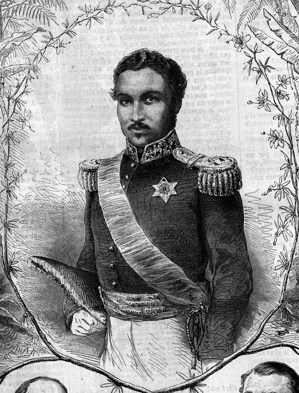 Retrato de Radama II (1829-1863), Rey de Madagascar. Grabado en “Le Monde Illustré” n°268 de 31 de mayo de 1862 de French School