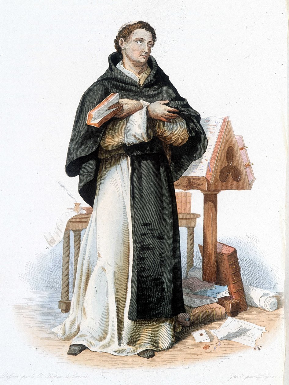 Retrato de San Bernardo de Claraval (San Bernardo di Chiaravalle) (1090 - 1153) - en "Le Plutarque français", ed. Mennechet de French School