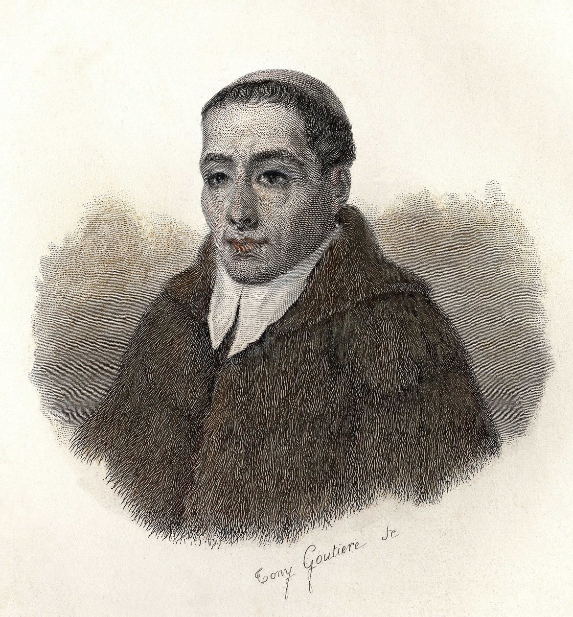 Retrato de San Bernardo de Menthon (923-1009), archidiácono de Aosta y fundador de los hospicios de San Bernardo. En "Retratos de hombres útiles". de French School