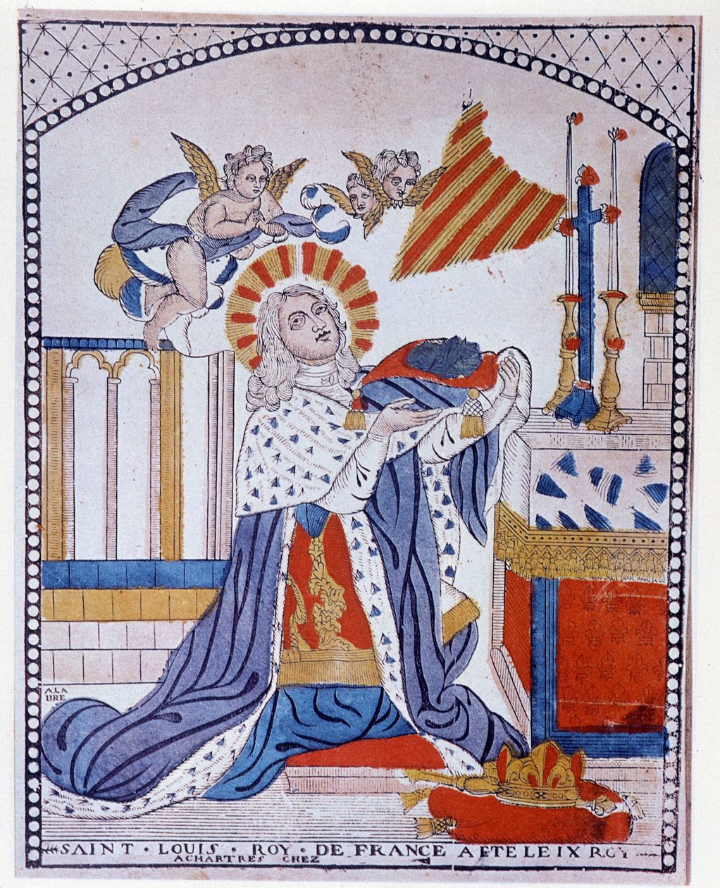 Retrato de San Luis en oración de French School