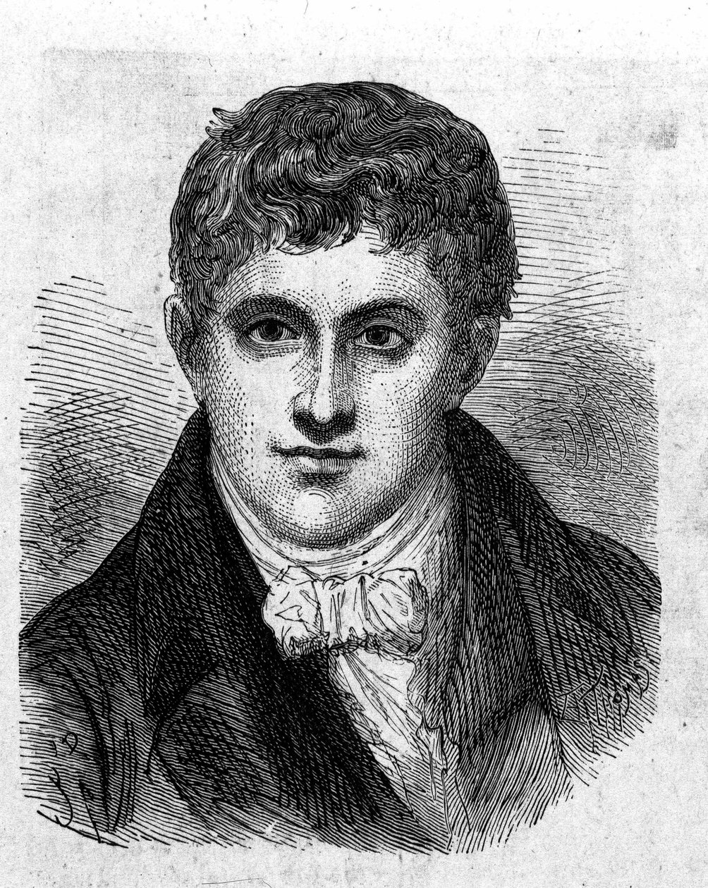 Retrato de Sir Humphry Davy (1778 - 1829), químico y físico británico - en "Álbum de Ciencia; científicos ilustres; Grandes Descubrimientos" 1896 de French School