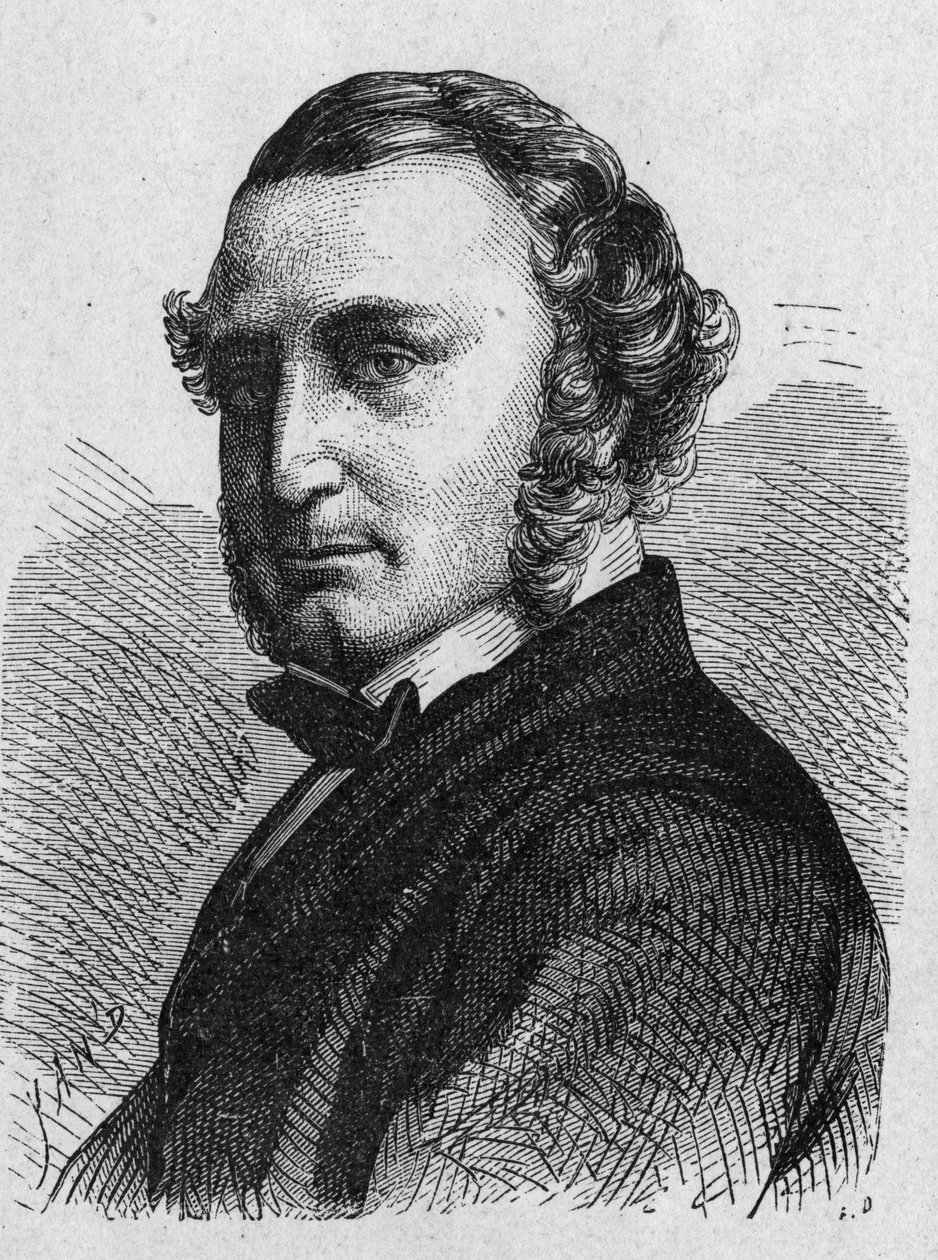 Retrato de Thomas Russell Crampton (1816 - 1888), ingeniero británico: diseñó una locomotora de alta velocidad, construyó la red hidráulica de Berlín y participó en el establecimiento del cable submarino entre Calais y Dover - en 