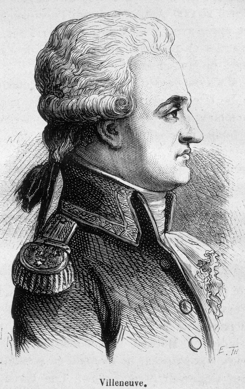 Retrato de Villeneuve, almirante francés (1763 - 1806), comenzó la batalla de Trafalgar, que fue un desastre, y luego se suicidó - en "L
