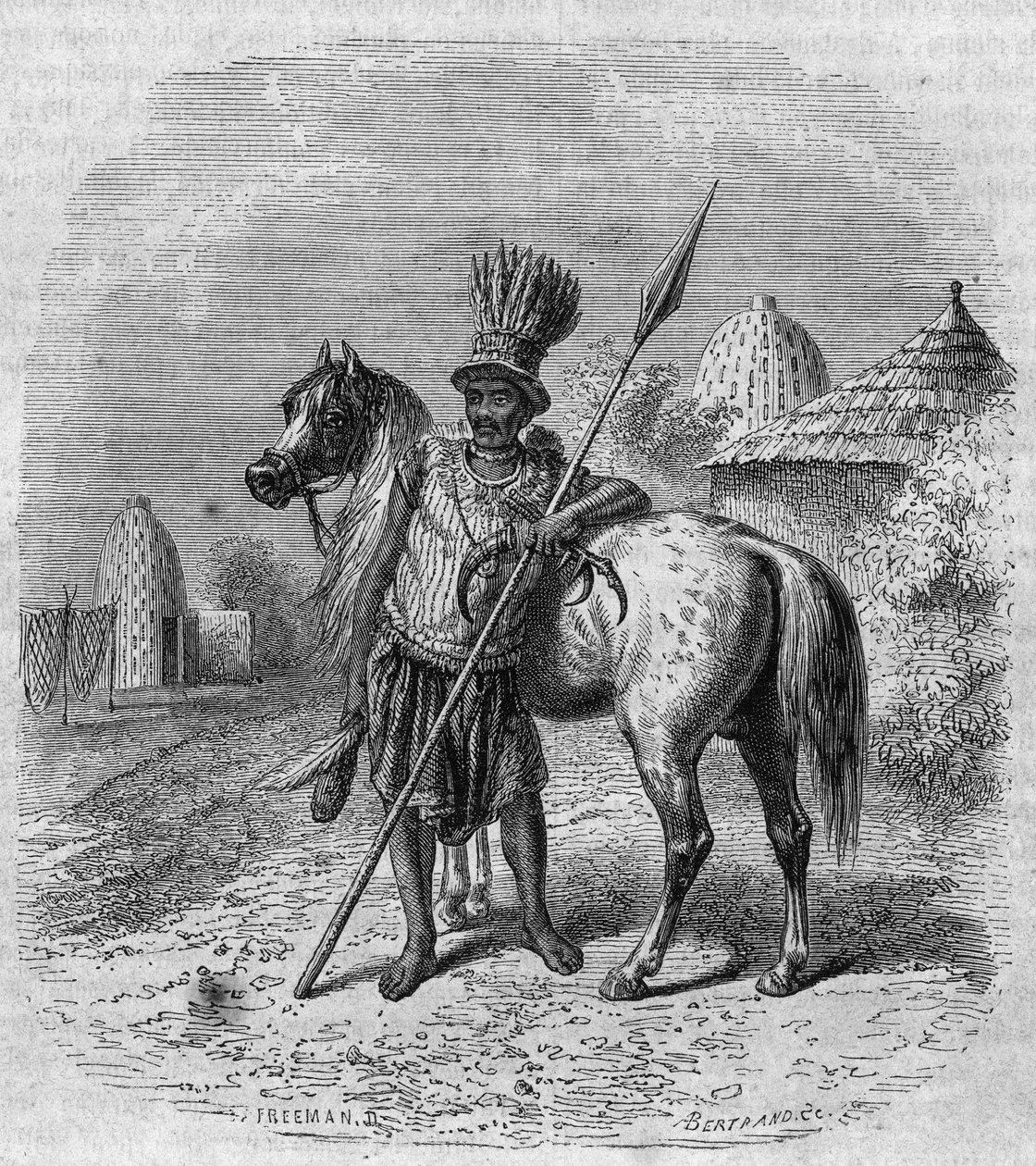 Retrato de un líder de la tribu Mousgou en África Central, mediados del siglo XIX. Grabado por Freeman en "El Magasin Pintoresco" de French School